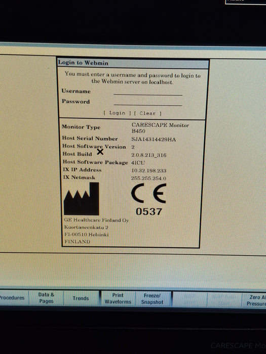 GE Healthcare Carescape B450 Critical Care Patient Monitor