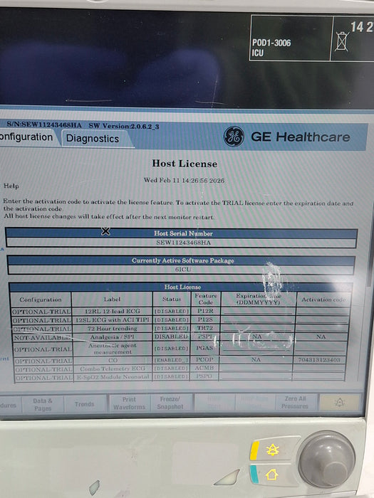GE Healthcare Carescape B650 Critical Care Patient Monitor