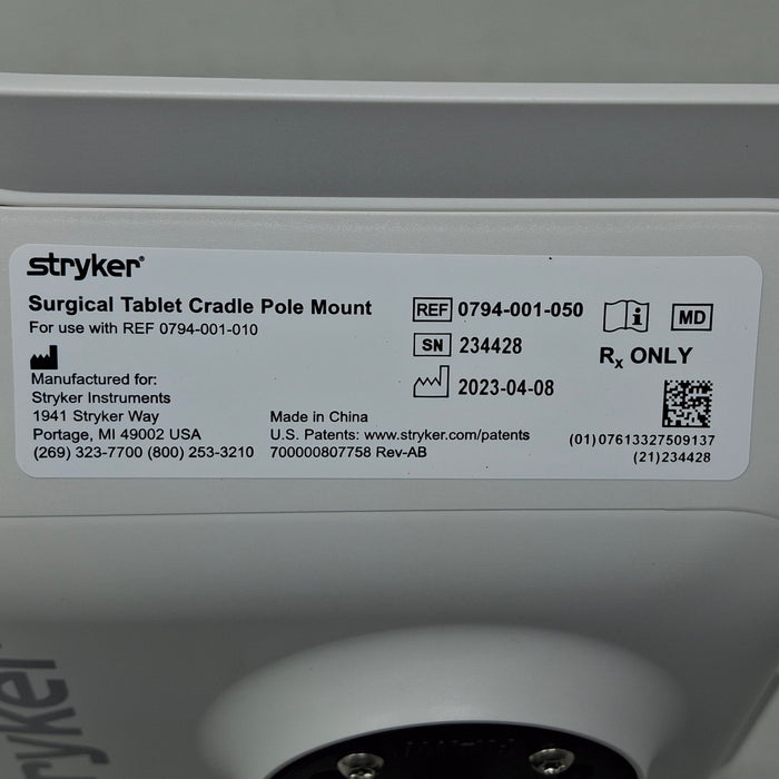 Stryker 0794-001-050 Surgical Tablet Cradle Pole Mount