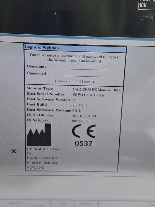 GE Healthcare Carescape B650 Critical Care Patient Monitor