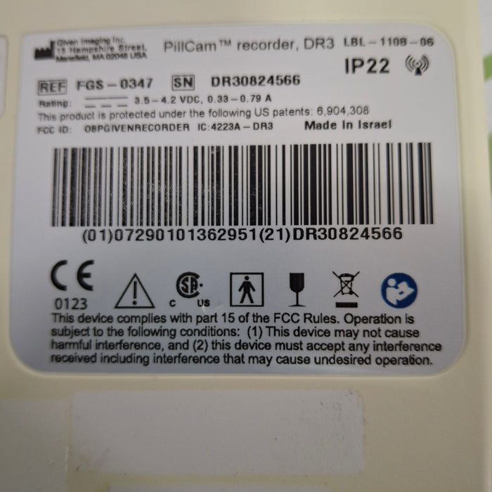 Glen Imaging RFB-0347 PillCam Recorder, DR3
