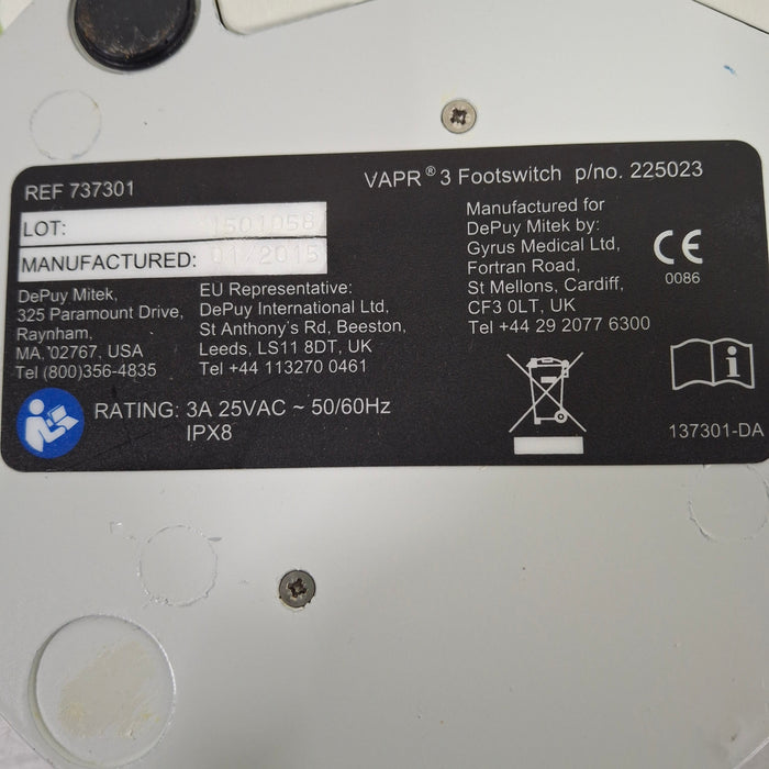 DePuy VAPR 3 225023 Foot Switch