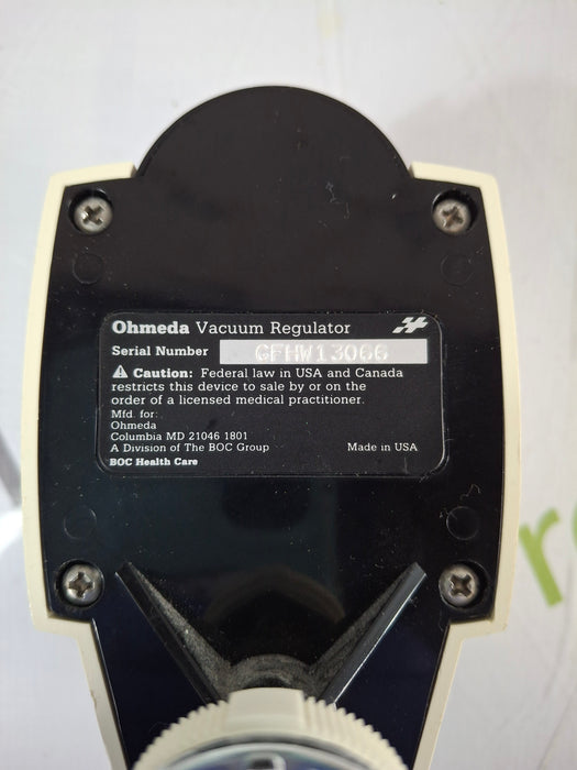 Ohmeda Medical Vacuum Regulator