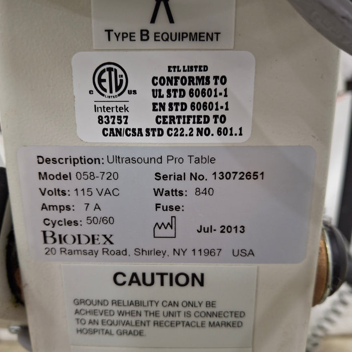 Biodex 058-720 Ultrasound Pro Table