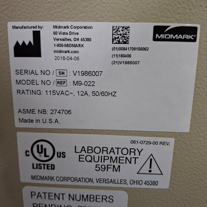 Midmark Ritter M9-022 UltraClave Autoclave Sterilizer