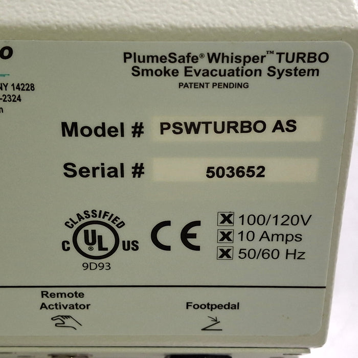 Buffalo Filter PlumeSafe Whisper Turbo Smoke Evacuation System