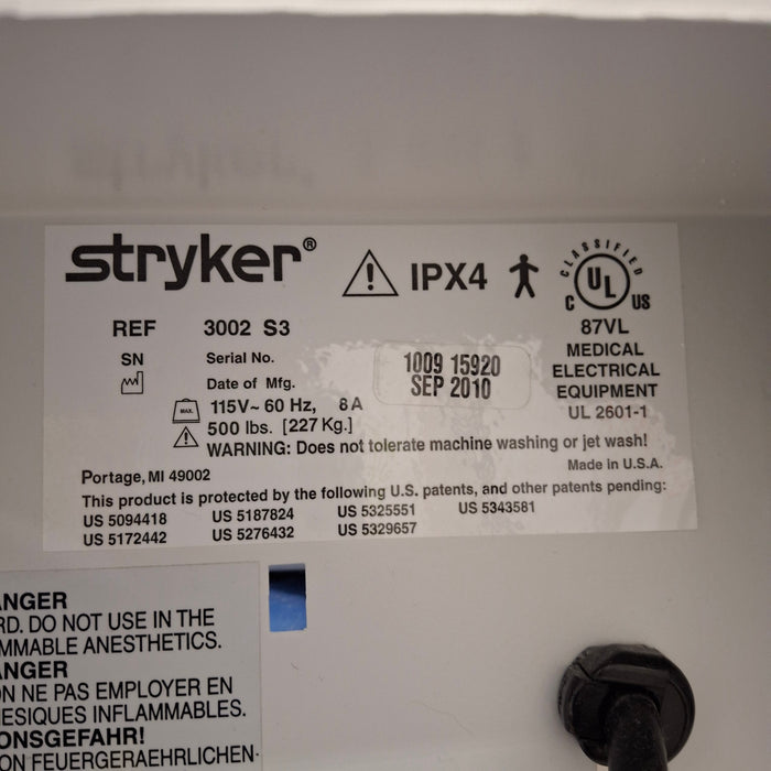 Stryker Secure III 3002 Hospital Bed