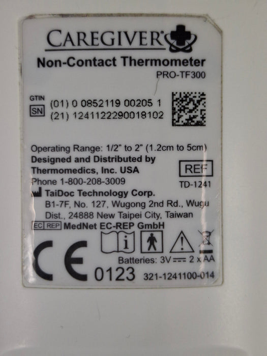 Thermomedics, Inc. CareGiver Pro-TF300 Non-Contact Thermometer