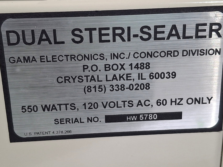 GAMA Electronics, Inc. (Concord Division) Dual Steri-Sealer Packaging Sealer