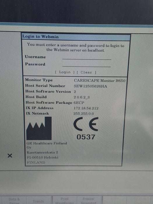 GE Healthcare Carescape B650 Emergency Care Patient Monitor