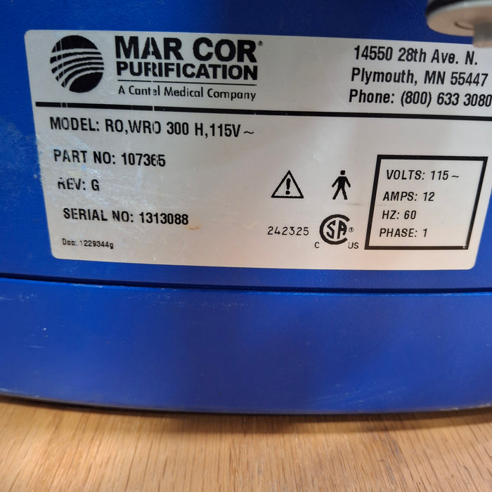 Mar Cor Purification RO, WRO 300H, 115V Rover, Dialysis Water Transport System