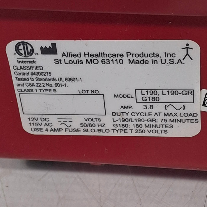 Allied Healthcare Products L190-GR Portable Aspirator Suction Unit