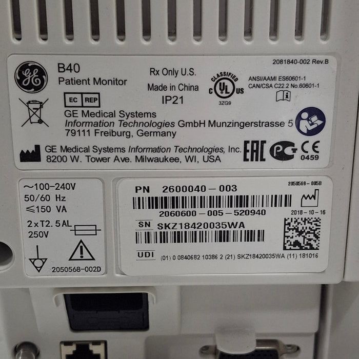 GE Healthcare B40 Patient Monitor