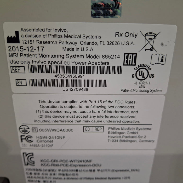 Invivo MDE Expression MRI Patient Monitoring System