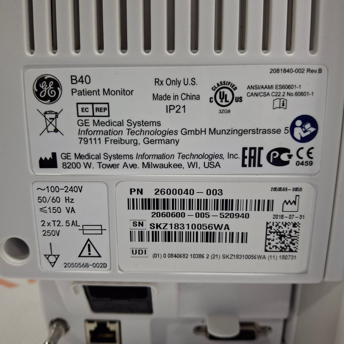 GE Healthcare B40 Patient Monitor