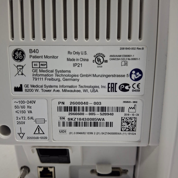 GE Healthcare B40 Patient Monitor