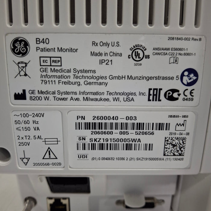 GE Healthcare B40 Patient Monitor