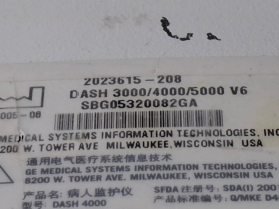 GE Healthcare Dash 4000 - Masimo SpO2 Patient Monitor