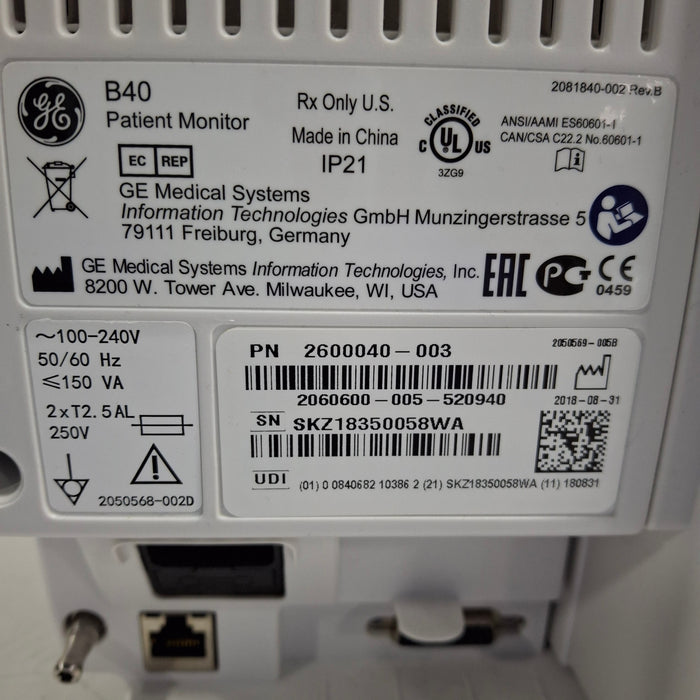 GE Healthcare B40 Patient Monitor