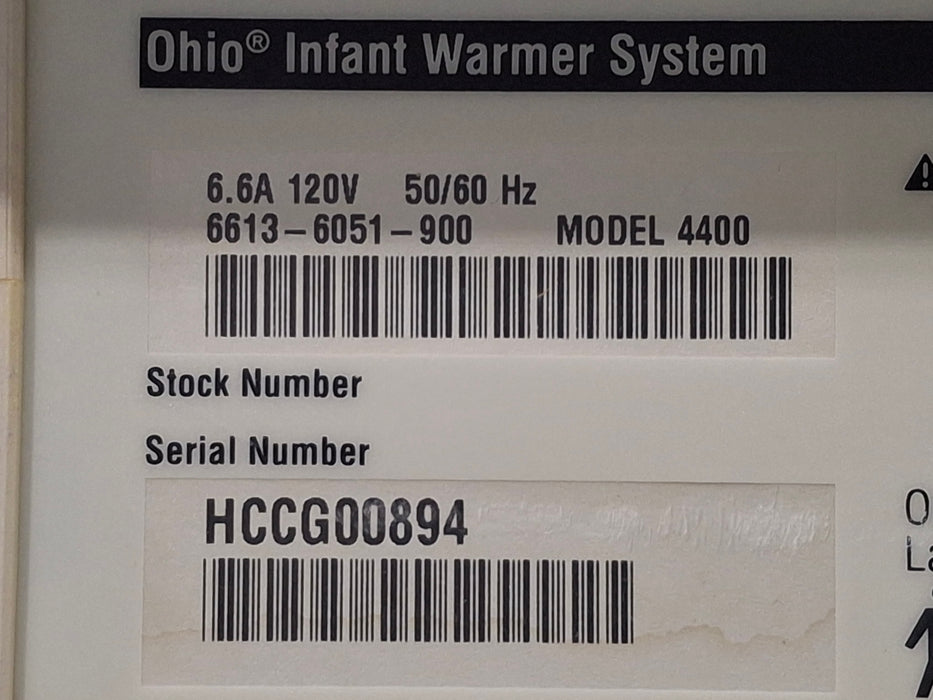 Ohmeda Medical Ohio Model 4400 Infant Warmer