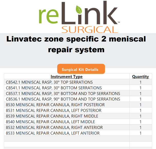 Linvatec Zone Specific II Meniscal Repair System