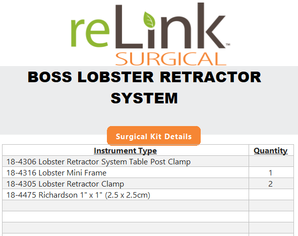 Boss Surgical Lobster Retractor System