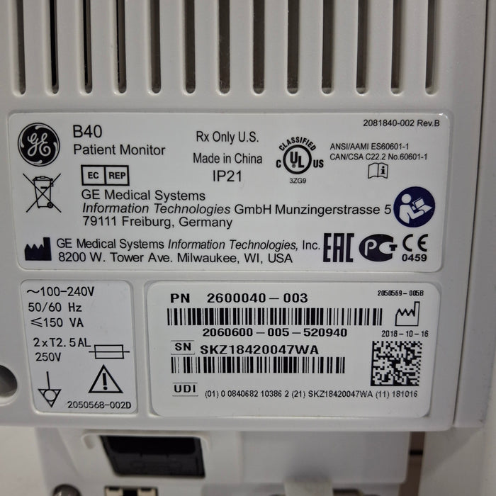 GE Healthcare B40 Patient Monitor
