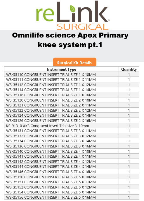 Omnilife Science Apex Primary Knee System