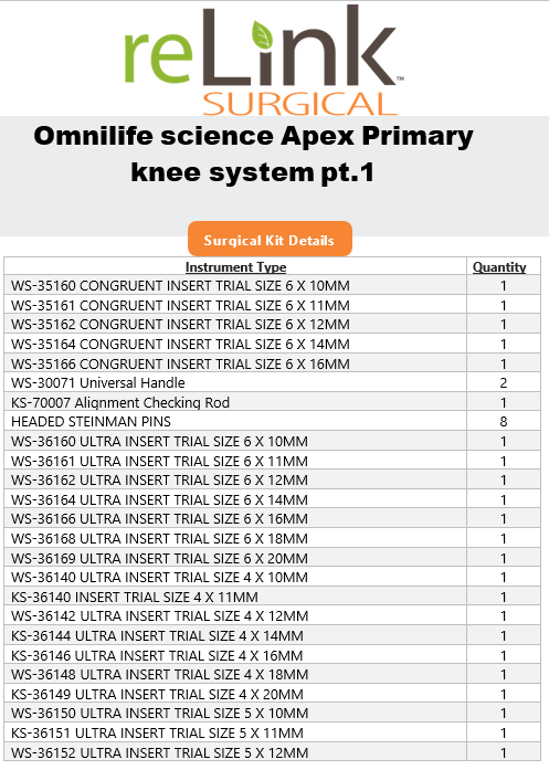 Omnilife Science Apex Primary Knee System