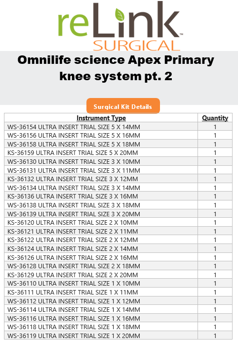Omnilife Science Apex Primary Knee System