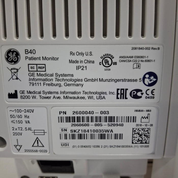 GE Healthcare B40 Patient Monitor