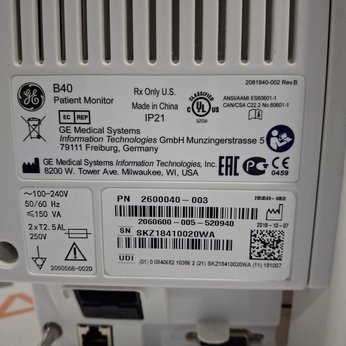 GE Healthcare B40 Patient Monitor
