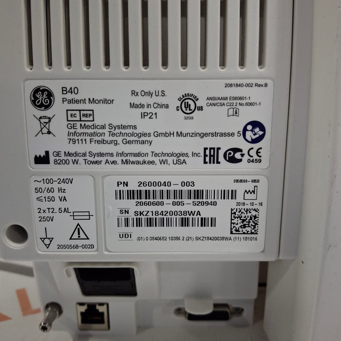 GE Healthcare B40 Patient Monitor