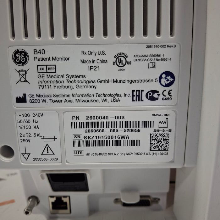 GE Healthcare B40 Patient Monitor