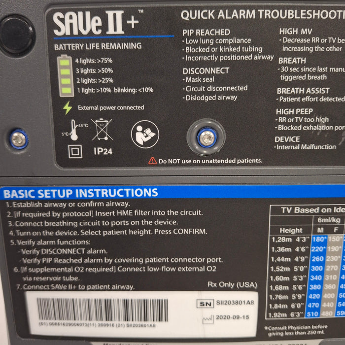 Automedx SAVe II + Automated Ventilator