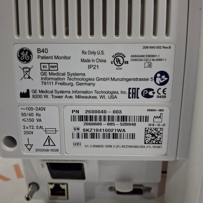 GE Healthcare B40 Patient Monitor