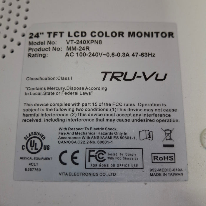 Vita Electronics Co. TRU-VU 24" TFT LCD Monitor