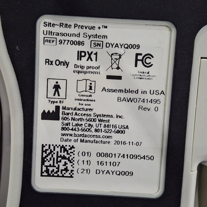 Bard Medical Site Rite Prevue Portable Ultrasound