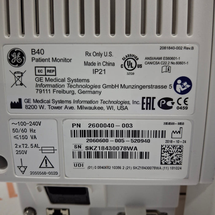 GE Healthcare B40 Patient Monitor
