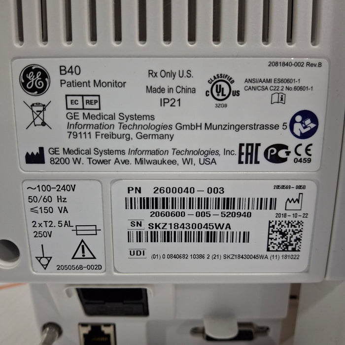 GE Healthcare B40 Patient Monitor