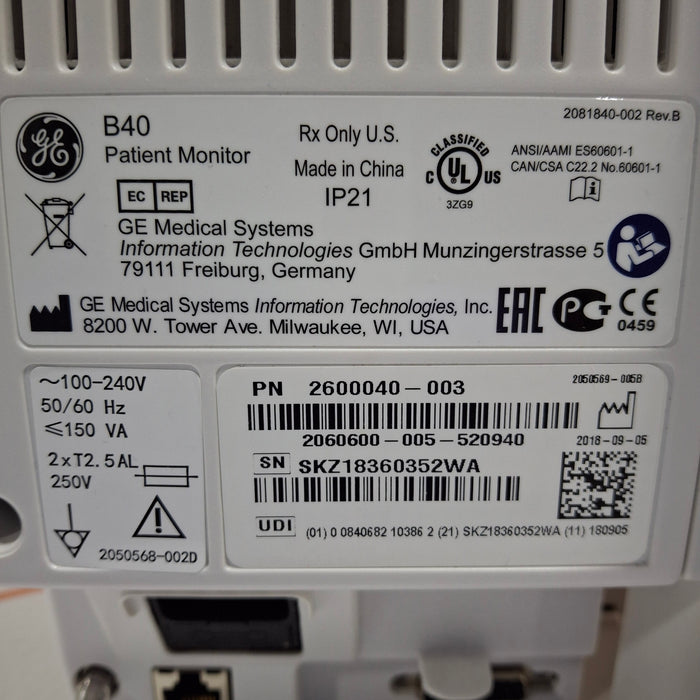 GE Healthcare B40 Patient Monitor