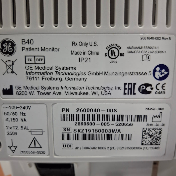 GE Healthcare B40 Patient Monitor