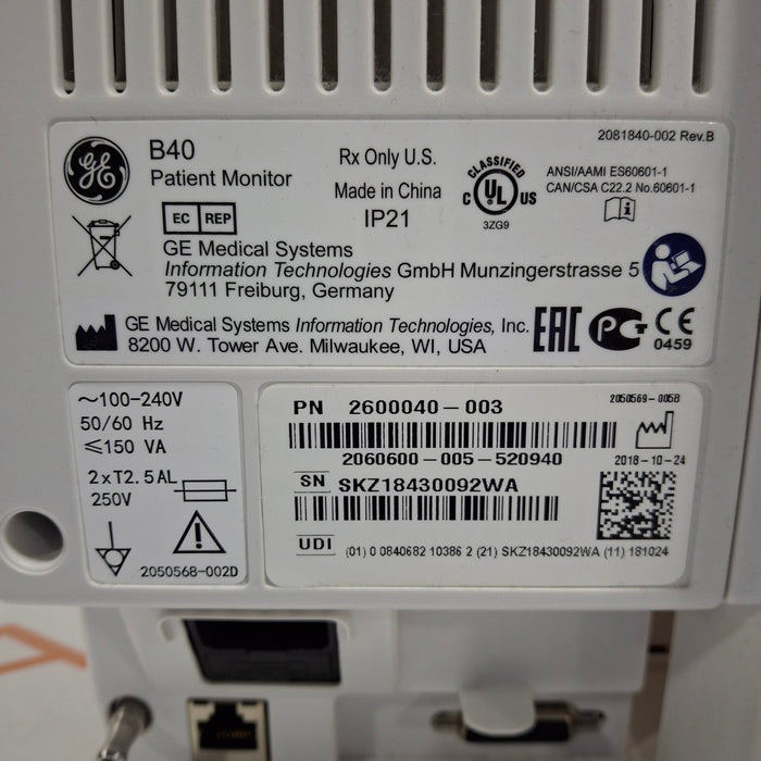 GE Healthcare B40 Patient Monitor