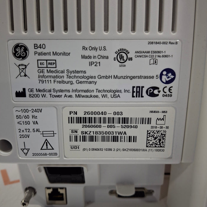 GE Healthcare B40 Patient Monitor