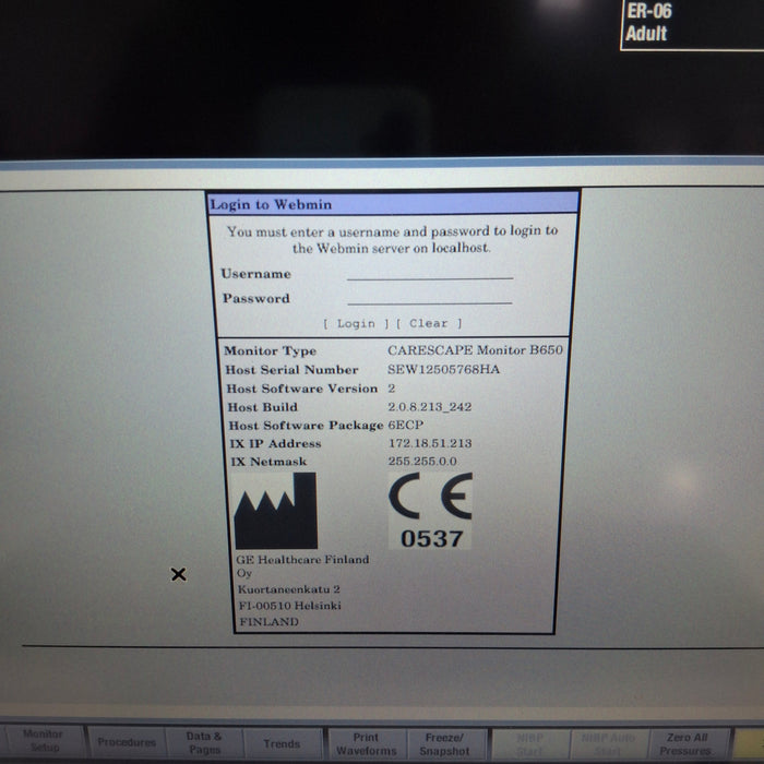 GE Healthcare Carescape B650 Emergency Care Patient Monitor
