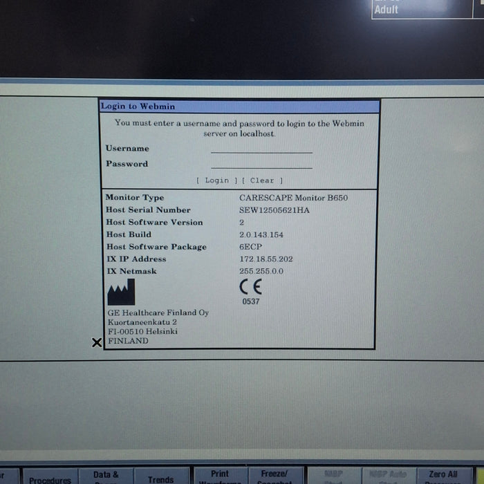 GE Healthcare Carescape B650 Emergency Care Patient Monitor