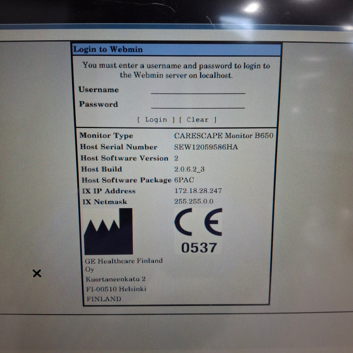 GE Healthcare Carescape B650 Post Anesthesia Care Patient Monitor