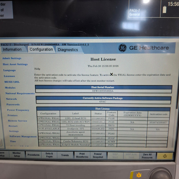 GE Healthcare Carescape B650 Post Anesthesia Care Patient Monitor