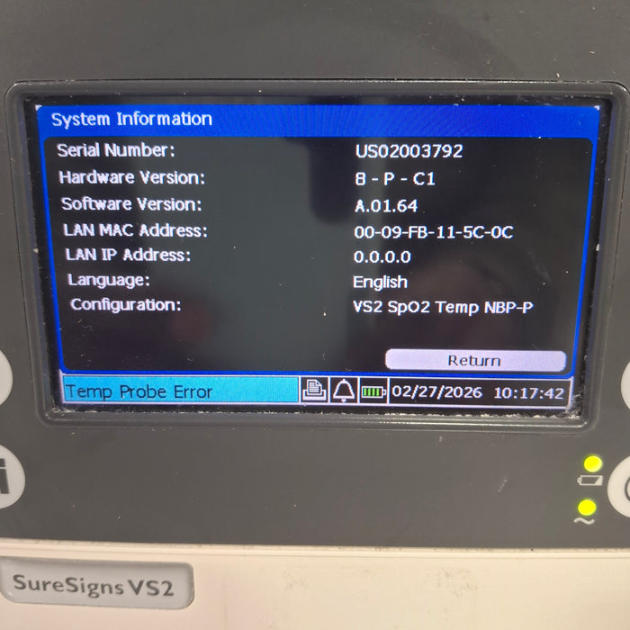Philips SureSigns VS2 Vital Signs Monitor