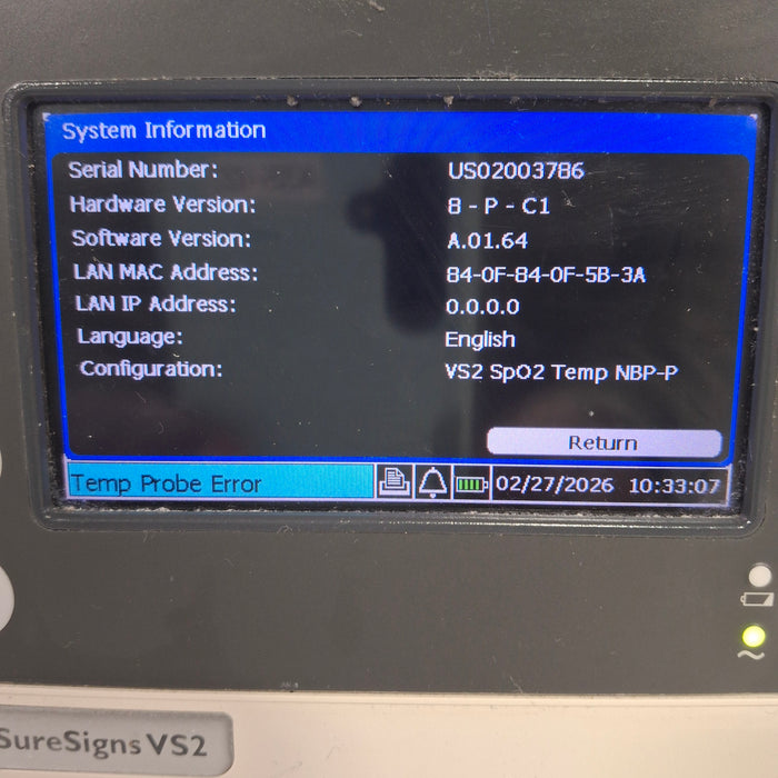 Philips SureSigns VS2 Vital Signs Monitor